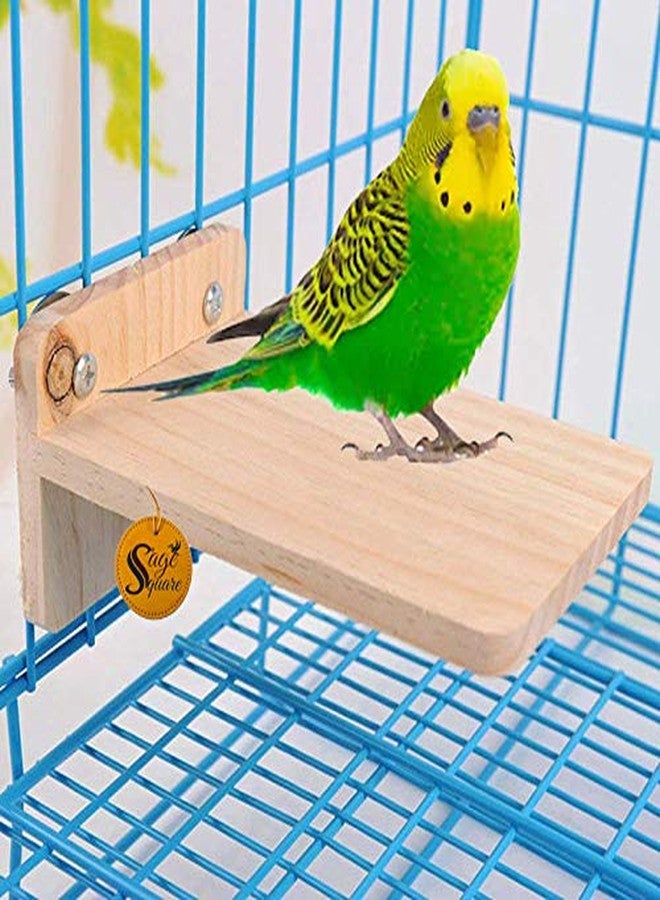 Sage Square Natural Wooden Platform Cum Perch Cum Stand Bird Toy Ideal for Birds, Hamsters (Light Weight) - Image 1
